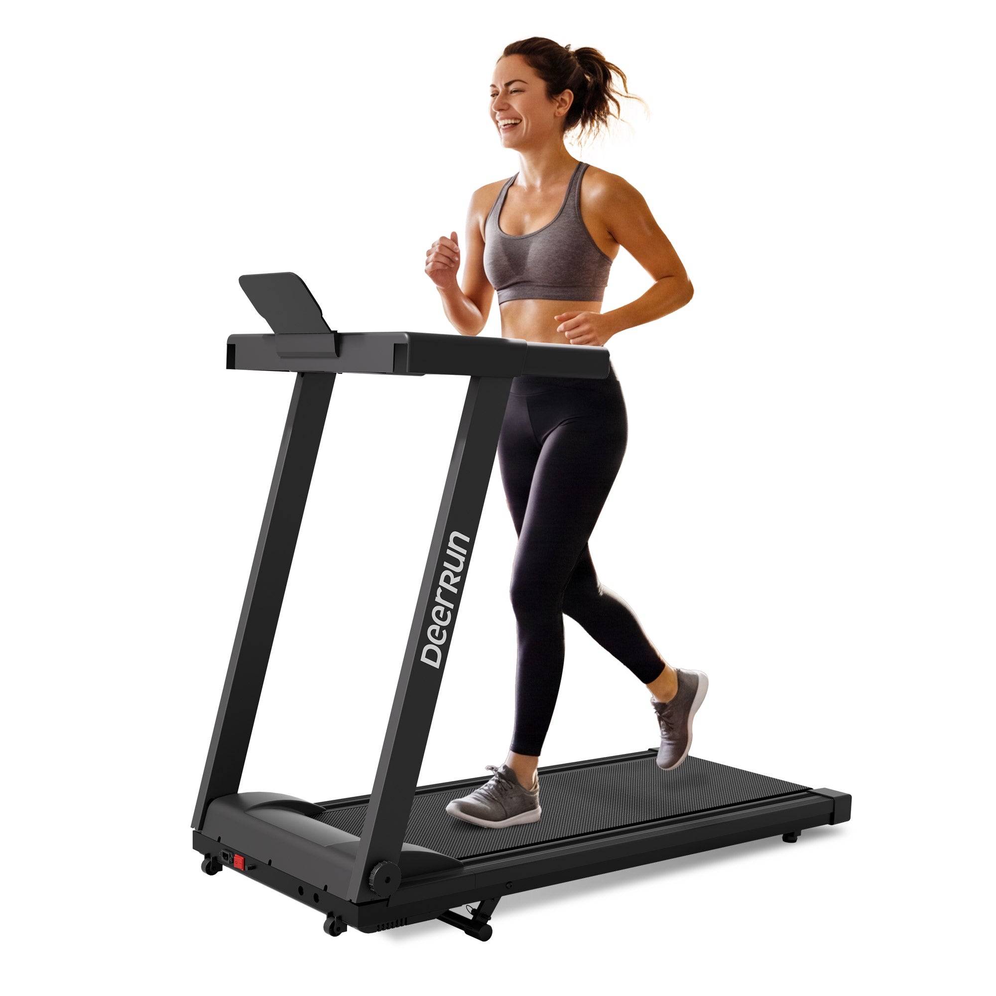 DeerRun All-New 2026 A1 Pro Move+ Smart Foldable Treadmill with 6% Incline & NFC | 350 lbs, 10 mph, Black
