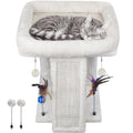 Cozy Beige Cat Tree with Condo, Scratch Post, Hammock & Fun Hanging Balls for Your Feline Friends
