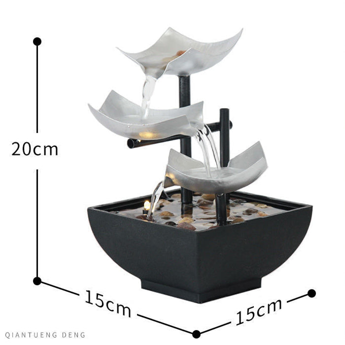 Desktop Flowing Water Fountain Ornament — Handmade, 5 Plug Types
