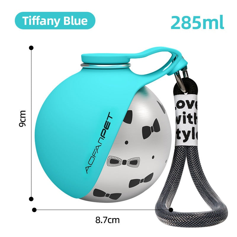 Dog Travel Water Bottle — Stainless Steel, Bowl + Waste Bag Dispenser