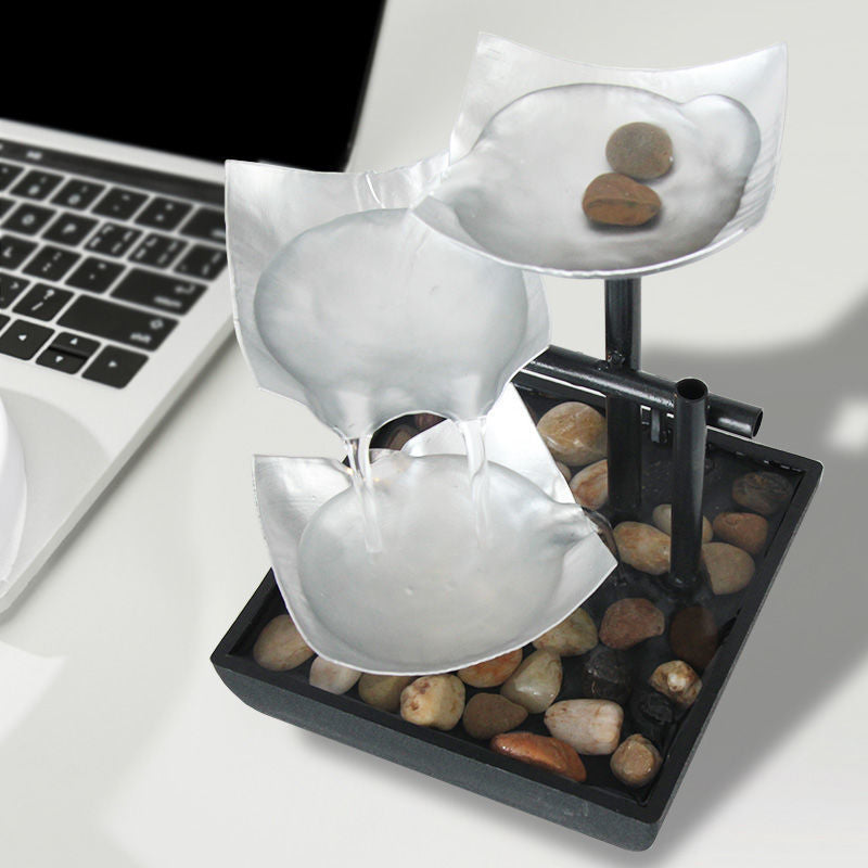 Desktop Flowing Water Fountain Ornament — Handmade, 5 Plug Types