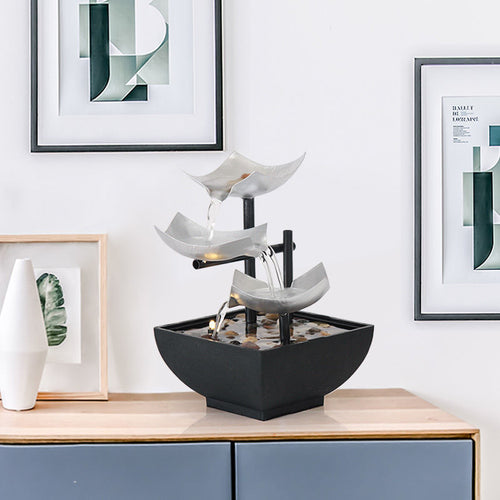Desktop Flowing Water Fountain Ornament — Handmade, 5 Plug Types