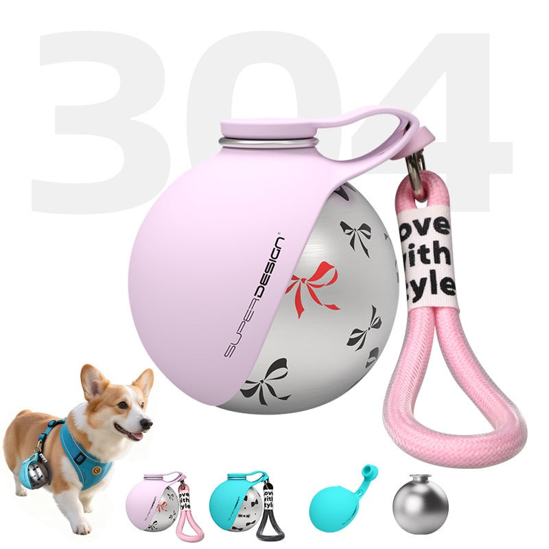 Dog Travel Water Bottle — Stainless Steel, Bowl + Waste Bag Dispenser